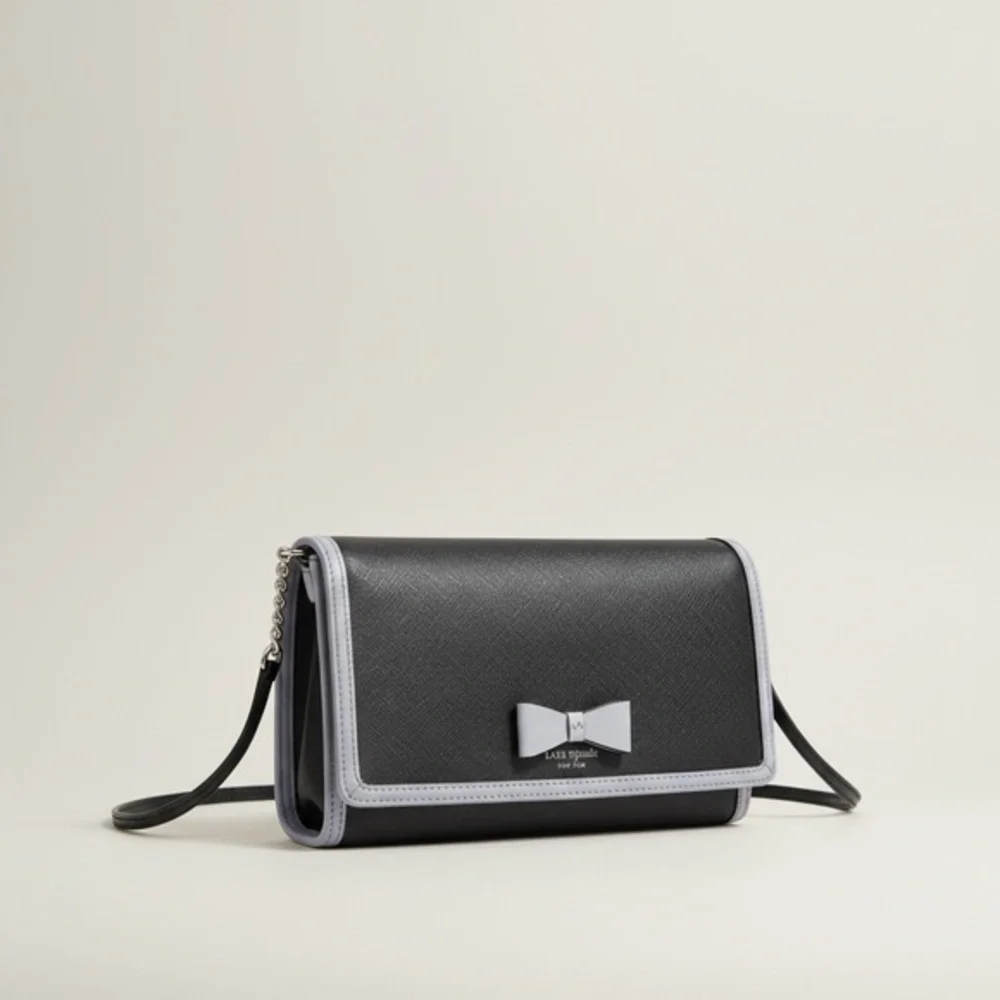 Kate Spade Bow Crossbody Navy Blue Saffiano Leather NWOT Dust Bag - Picture 3 of 13
